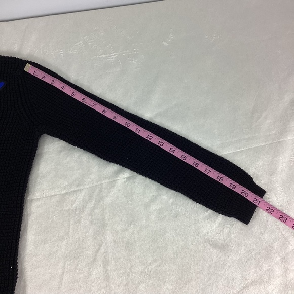 Forever 21 Black Knit Sweater Size Small Rainbow Hamburger Fries Moon Patches - Picture 5 of 9